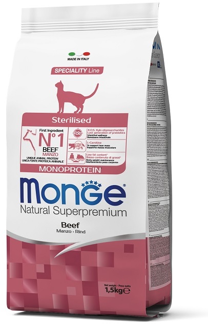 Monge Cat Speciality Line Monoprotein Sterilised сухой корм для стерилизованных кошек говядина 1,5кг