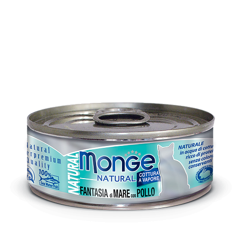 Monge Cat Natural консервы для кошек с морепродуктами и курицей 80г