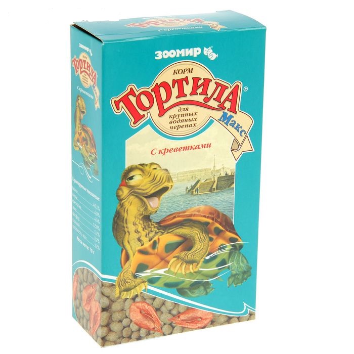 Лакомство для крупных водяных черепах "Тортила МАКС Гранулы" с креветками 70гр