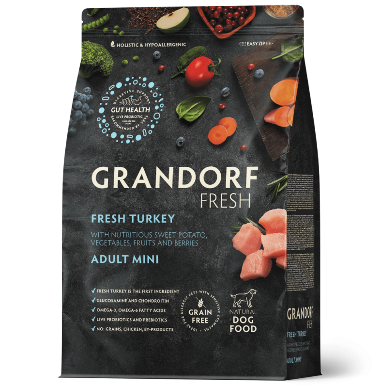 GRANDORF Dog FRESH Adult Mini сухой корм для взрослых собак мини.индейка.1кг.