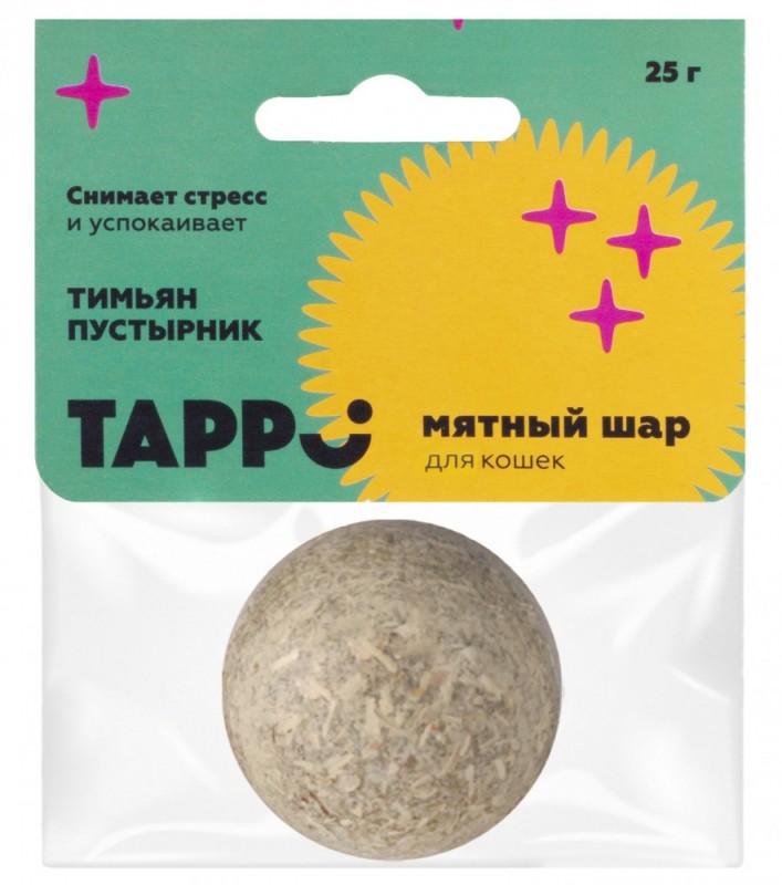 Игрушка для кошек Tappi "Мятный шар" тимьян+пустырник 25гр