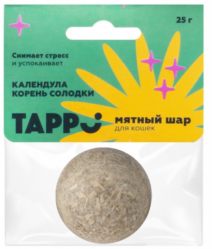 Игрушка для кошек Tappi "Мятный шар" календула+корень солодки 25гр