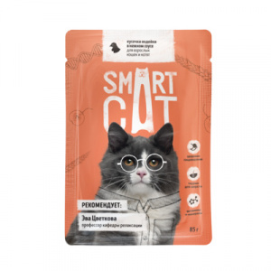 Влажный корм Smart Cat для кошек и котят индейка в соусе 85гр
