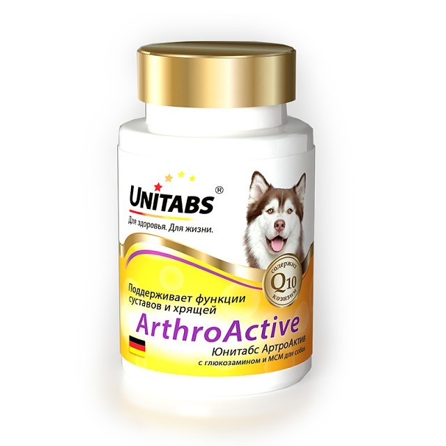 Юнитабс Arthro c Q10 Active витамины для собак при болезнях суставов 100 таб.