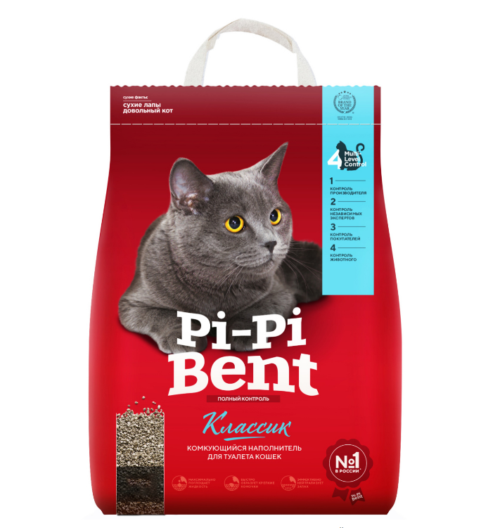 Наполнитель Pi-Pi-Bent Классик для кошек, комкующийся, 24 л, 10 кг