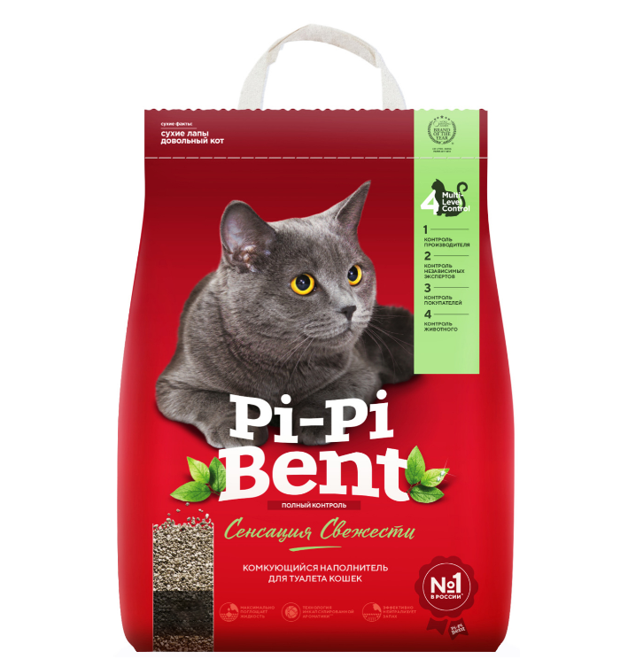 Наполнитель Pi-Pi-Bent Сенсация свежести для кошек, комкующийся, 24 л, 10 кг