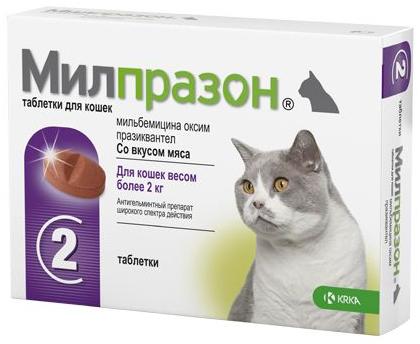 Милпразон Антигельминтик для взрослых кошек 16мг/40мг (1таблетка)