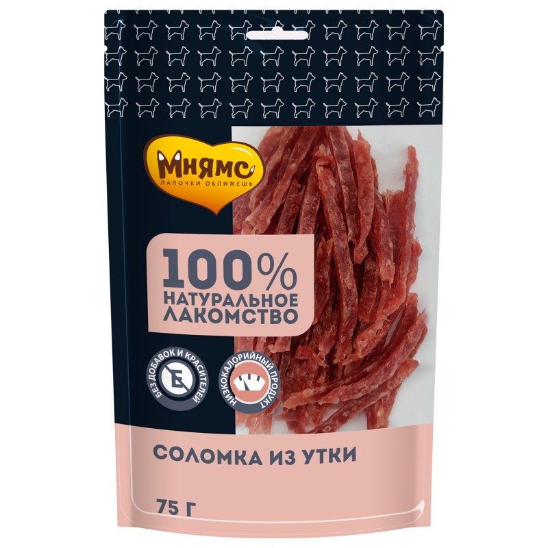 Мнямс Лакомство для собак Соломка из утки 75г