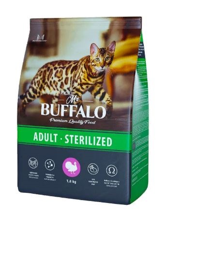 Корм сухой для кошек Mr.Buffalo Sterilized стерилизованных с индейкой 1,8 кг