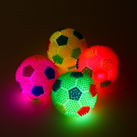 Мячик для собак светящийся "Футбол", TPR, 6,5см, микс цветов