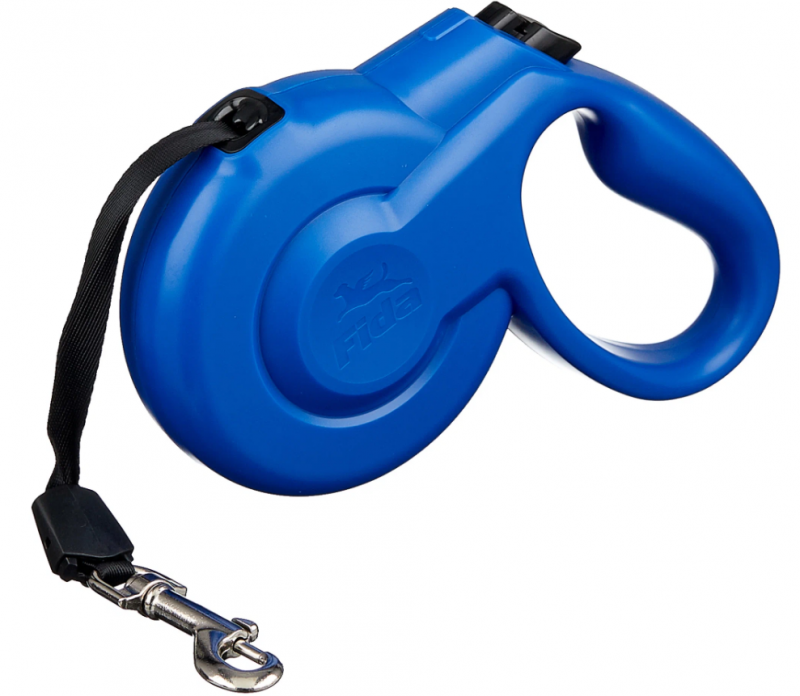 Рулетка Fida Styleash для собак средних пород (до 25 кг), с выдвижной лентой, голубая, 5 м