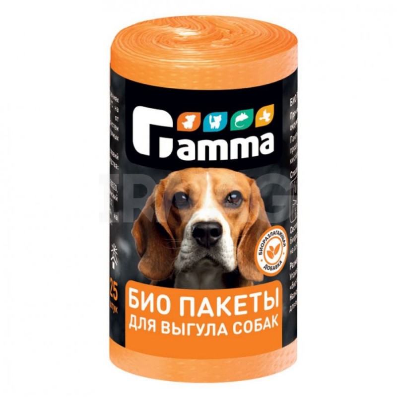 Gamma БИО пакеты для выгула собак 25 шт/рулон, 240х360 мм