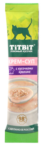 TiTBiT Лакомство для кошек, крем-суп с кусочками кролика, 10 г