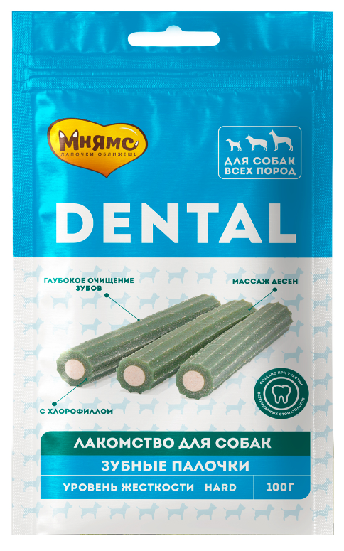 Лакомство для собак Мнямс DENTAL "Зубные палочки" с хлорофиллом 100 г