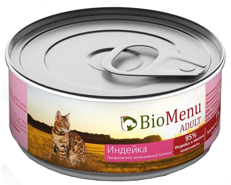 BioMenu (паштет) для кошек, профилактика мочекаменной болезни, индейка, 100 г