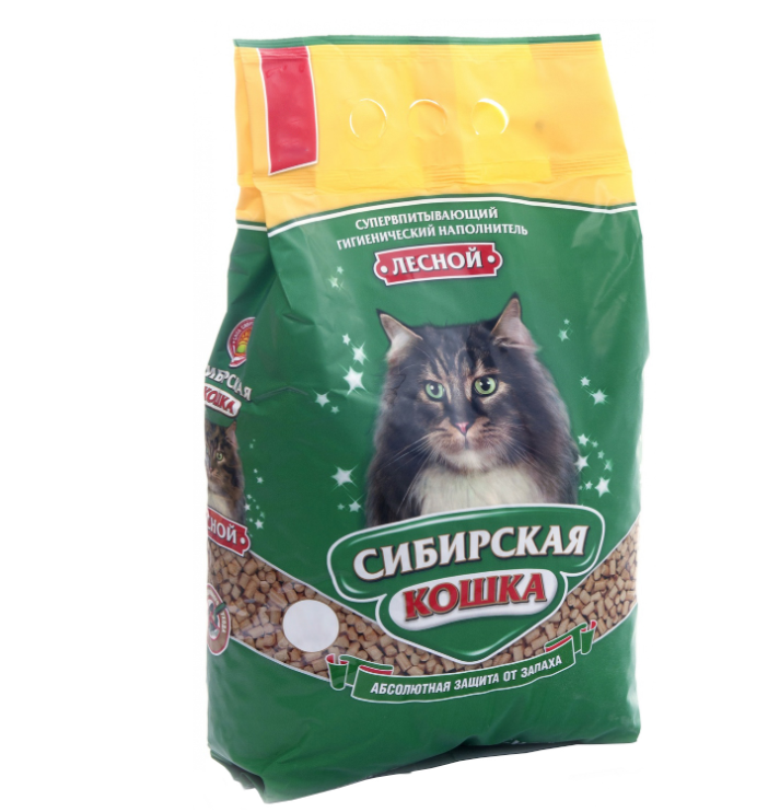 Сибирская кошка Лесной Древесный наполнитель, 20л, 12 кг