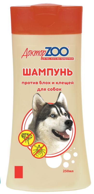 Шампунь Доктор ZOO против блох и клещей для собак, 250 мл.