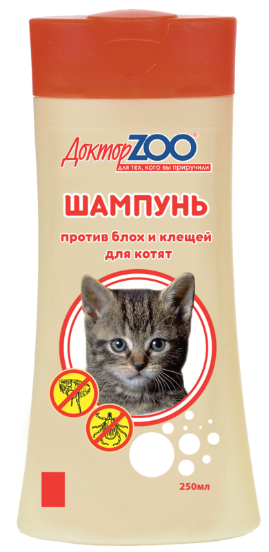Шампунь Доктор ZOO для котят против блох и клещей, 250 мл.