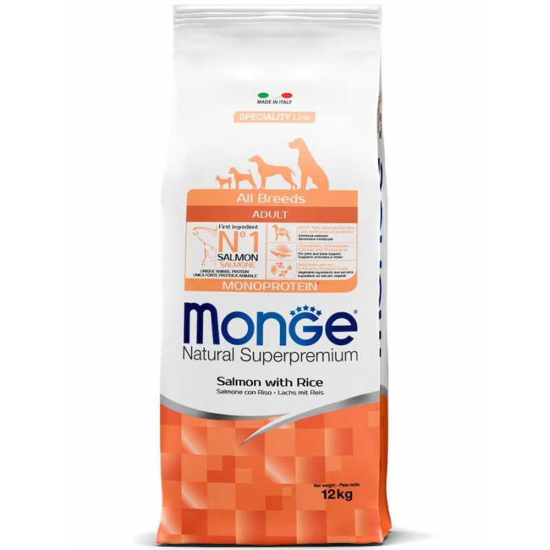 Monge Dog Monoprotein сухой корм НА РАЗВЕС для собак всех пород.лосось с рисом 1кг.