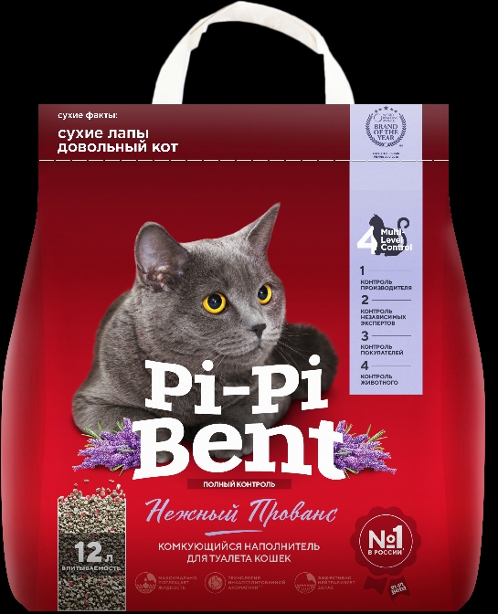 Наполнитель Pi-Pi-Bent Нежный Прованс для кошек комкующийся,12 л, 5 кг