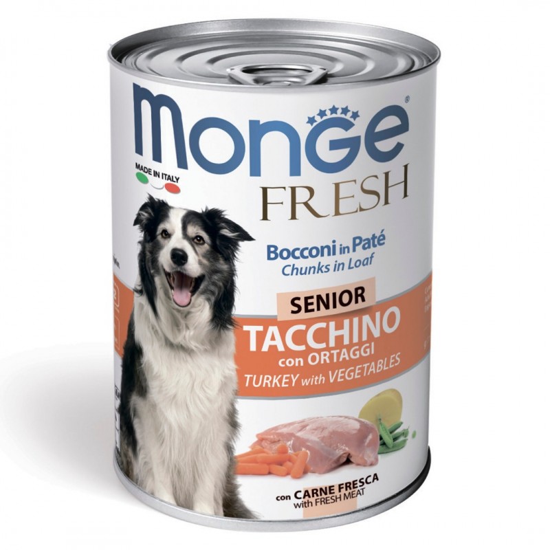 Консервы для пожилых собак Monge Dog Fresh Chunks in Loaf мясн.рулет Индейка с овощами 400 гр.