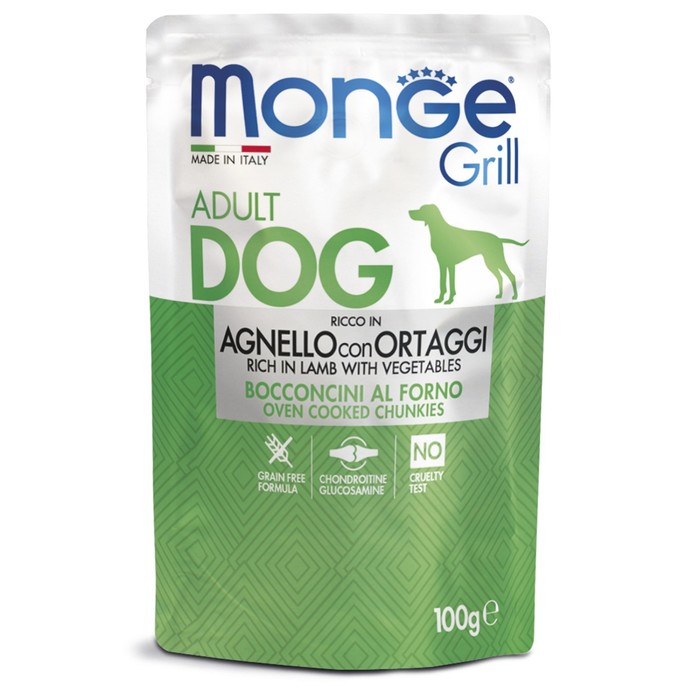 Влажный корм Monge Dog Gril Pouch для собак, ягненок с овощами 100гр.
