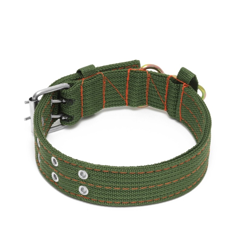 Ошейник четырехслойный с вертлюгом, 65×4 см, ОШ 54-60 см, полиэстер, зелёный.