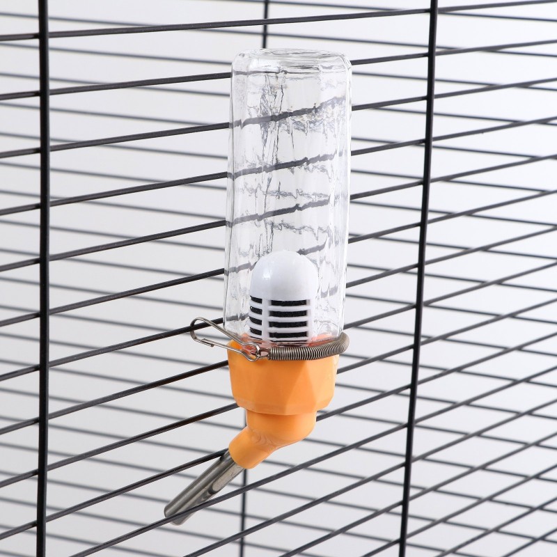 Поилка для грызунов, 80 мл, крепление-пружинка, оранжевая.