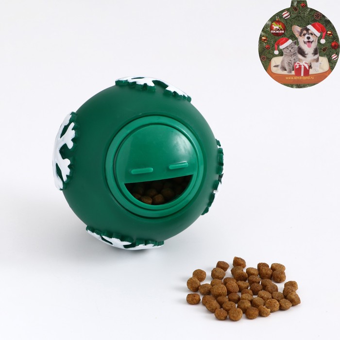 Игрушка для собак шар под лакомства "Снежинка", 8 см. МИКС ЦВЕТА