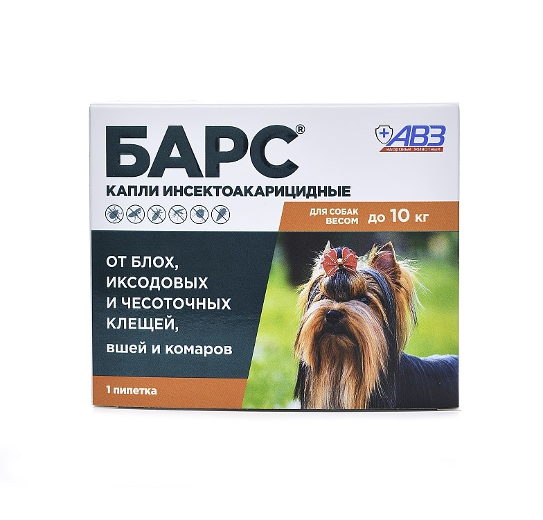 БАРС капли инсектоакарицидные для собак до 10 кг (уп.1 пипетка)
