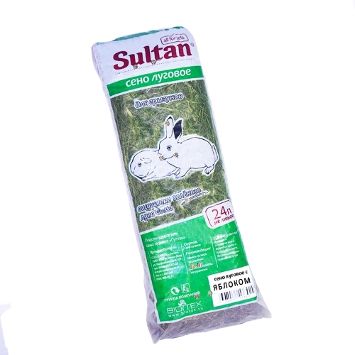 Сено для грызунов СУЛТАН ассорти (с морковью, с яблоком) 24л.