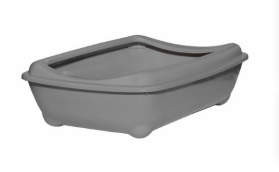 Yami-Yami Туалет Глубокий с рамкой, для кошек, 43*30*12 см, светло-серый